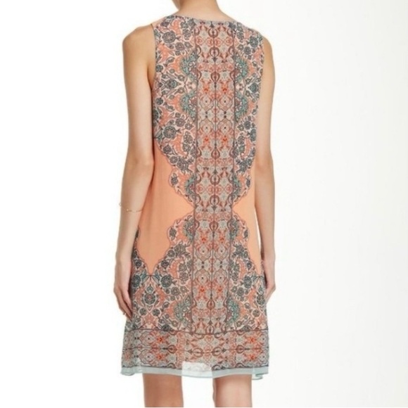 Max Studio Scarf Print Sleeveless Shift Dress XS Lined Chiffon - Picture 2 of 10